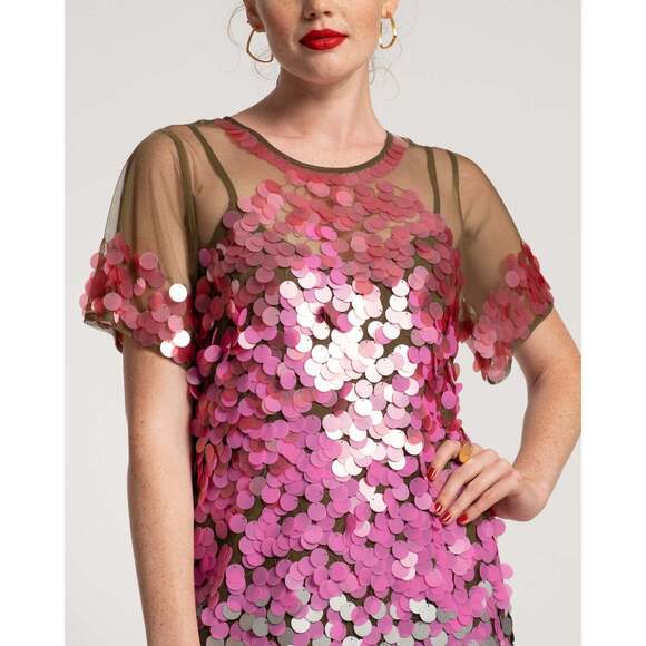 Frances Valentine Rodin Sequin Dress Olive Pink NEVER WORN - Picture 2 of 8